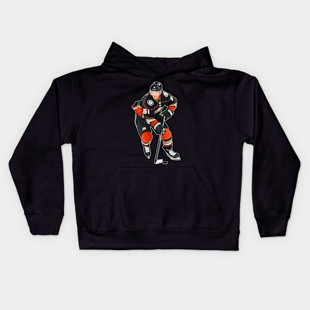 Troy Terry #61 Skates The Puck Kids Hoodie by GuardWall17